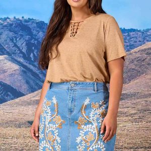 Plus Size Festival Cutout Top