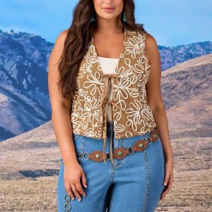Plus Size Festival Tie Front Vest