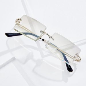 Silver Slim Rimless Sunglasses
