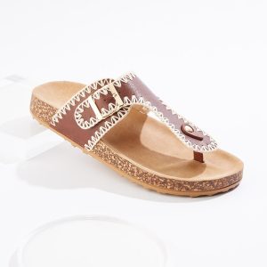 Whipstitch Thong Buckle Strap Sandals