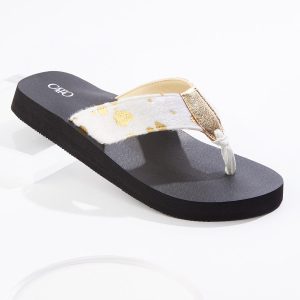 Metallic Faux Fur Flip Flops