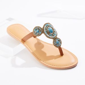 Beaded Medallion Sandals