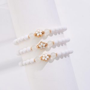 Lucite Beaded Floral Bracelet Set