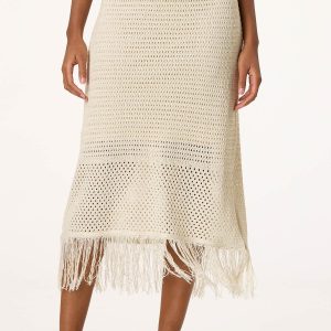 Metallic Crochet Midi Skirt