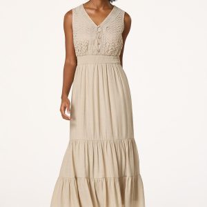 Crochet Bodice Maxi Dress