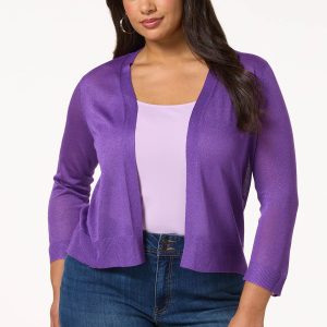 Plus Size Solid Sheer Cardigan
