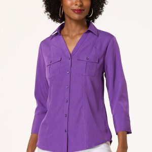 Petite Collared Button Down Shirt