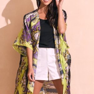 Status Border Print Kimono