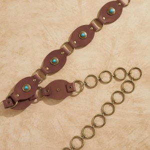 Plus Size Turquoise Stone Oval Chain Belt