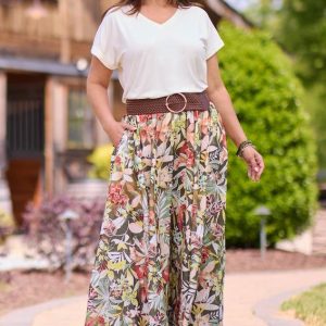 Plus Size Tropical Wide Sweep Skirt