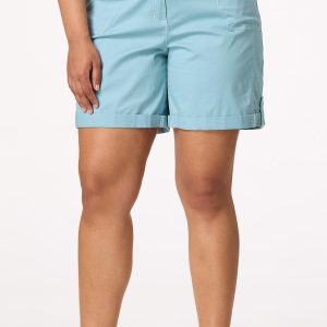 Plus Size Contrast Roll Tab Shorts