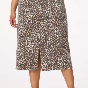 Plus Size Leopard Denim Skirt