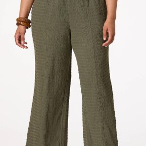 Plus Size Textured Wide Leg Knit Pants