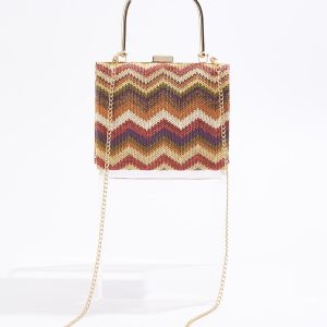 Chevron Straw Convertible Crossbody