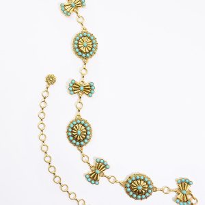 Turquoise Gold Bow Chain Belt