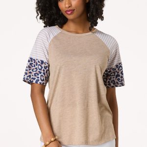 Mix Print Baseball Top