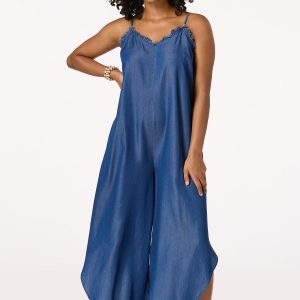 Frayed Chambray Jumpsuit