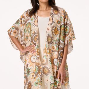 Abstract Metallic Medallion Kimono