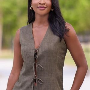 Triple Tie Front Vest