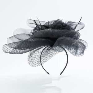 Oversized Black Rosette Feather Fascinator