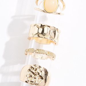 Textured Gold Mod Ring Set