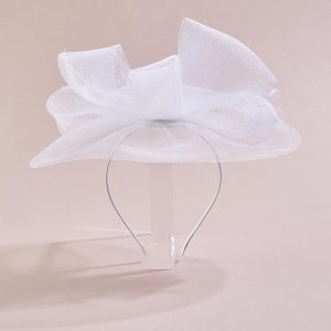 Bright White Mesh Bow Fascinator