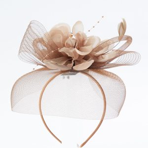 Flower Bead Mesh Feather Fascinator