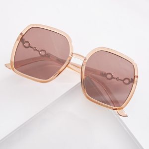 Gold Detail Brown Square Sunglasses
