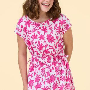 Girls Tropical Leaf Romper