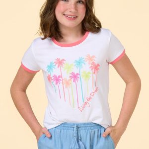 Girls Embroidered Palm Tree Tee