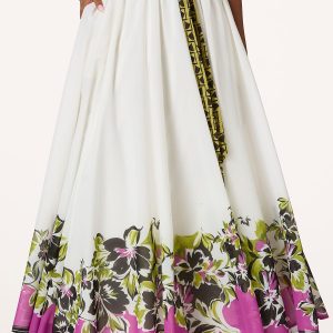Geo Floral Trim Maxi Skirt