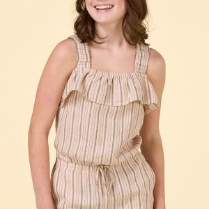 Girls Stripe Linen Top