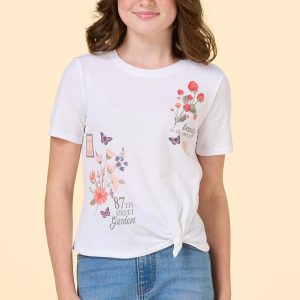 Girls Knotted Strawberry Garden Tee