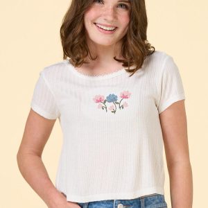 Girls Floral Embroidered Top