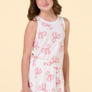 Girls Pink Bow Tank