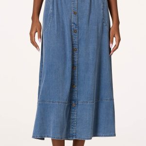 Smocked Chambray Maxi Skirt