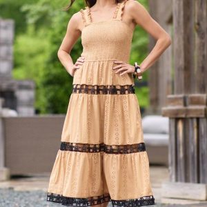 Smocked Eyelet Lace Dress