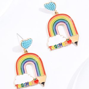 Teacher Rainbow Pencil Earrings