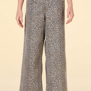 Girls Leopard Drawstring Jeans