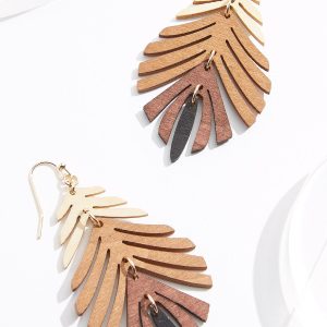 Wood Leaf Earrings