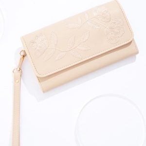 Floral Embroidered Wristlet Wallet
