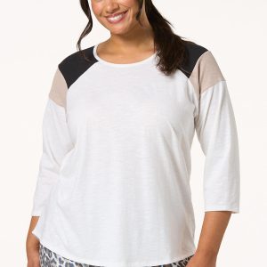 Plus Size Colorblock Shoulder Tunic Top