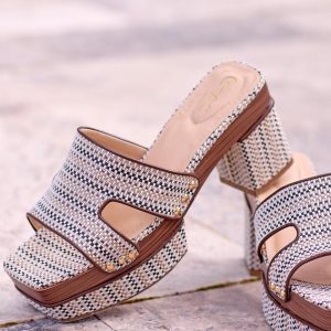 Raffia Platform Slide Sandals