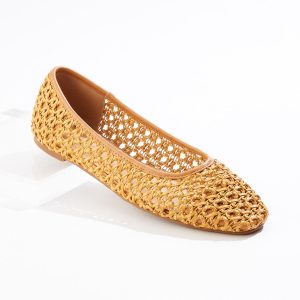 Faux Leather Woven Flats