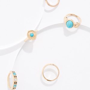 Turquoise Gold Ring Set
