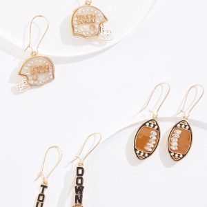 Football Charm Dangle Earring Set