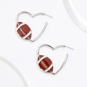 Football Heart Earrings