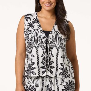 Plus Size Island Tie Front Vest