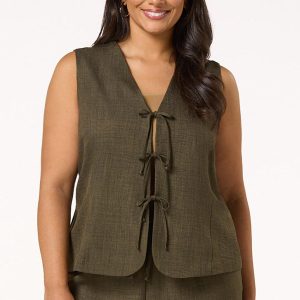 Plus Size Triple Tie Front Vest