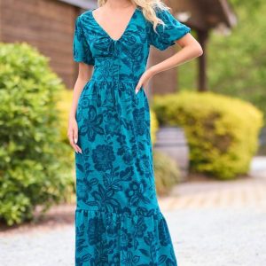 Floral Bubble Sleeve Dress